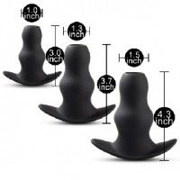 Butt Plug Hollow 3 Pc Set Silicone Black